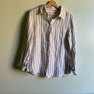 100% Linen Striped Button Down